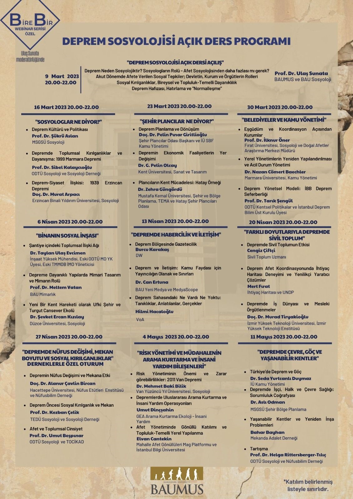 Prof. Kezban Çelik, Deprem Sosyolojisi Açık Ders Programı'nda seminer verdi Prof. Kezban Çelik gave a seminar in Earthquake Sociology Open Course Programme